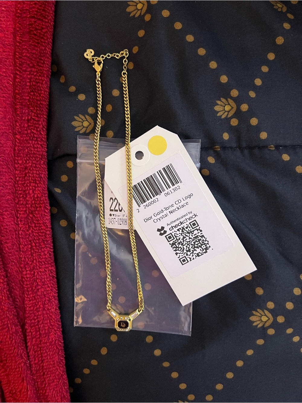Dior Gold and Black CD Signature Pendant Necklace